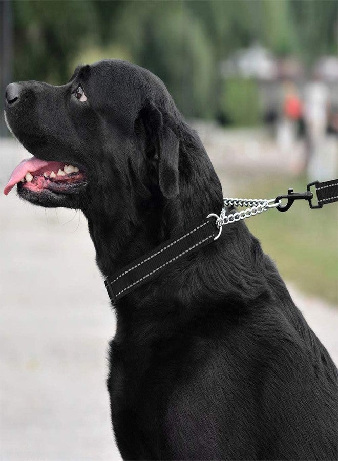 PETLICIOUS & MORE طوق مارتينجال عاكس للضوء من بيتليشوس آند مور® (المقاس - كبير، السماكة - 1.25 بوصة) مع سلسلة بمقبض رقم 6 للكلاب الكبيرة (مقاس رقبة قابل للتعديل من 18 إلى 26 بوصة، اللون أسود) - Image 3